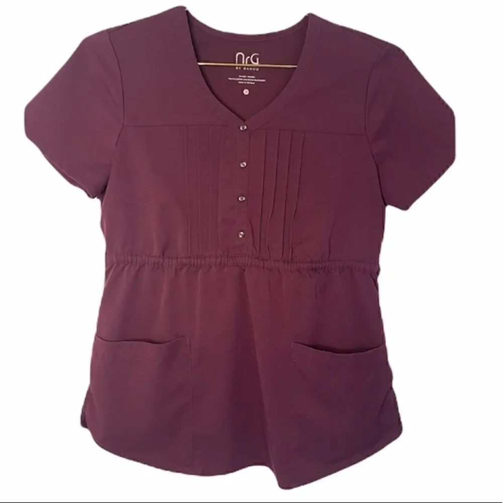 Barco NrG Pleated-Button Front Scrub Top